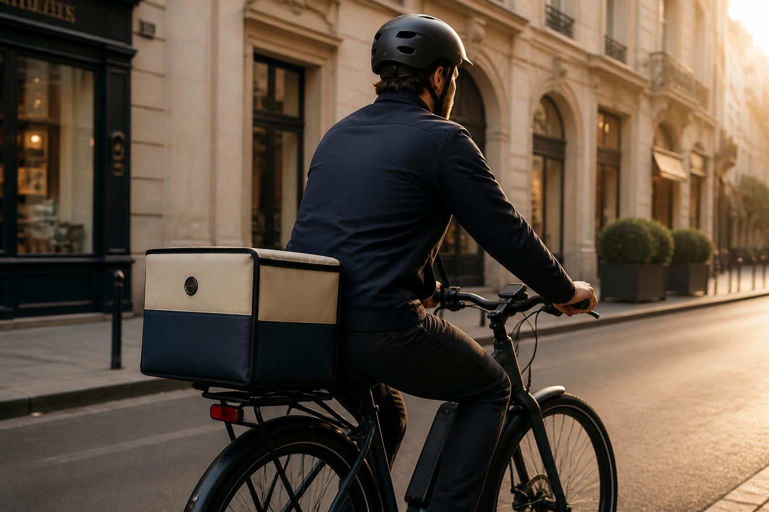 Modern delivery bag with small centered integrated lens